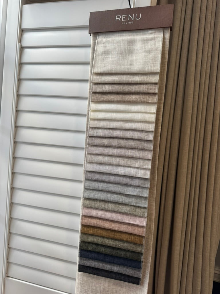Signature curtain fabric sample in a light neutral tone