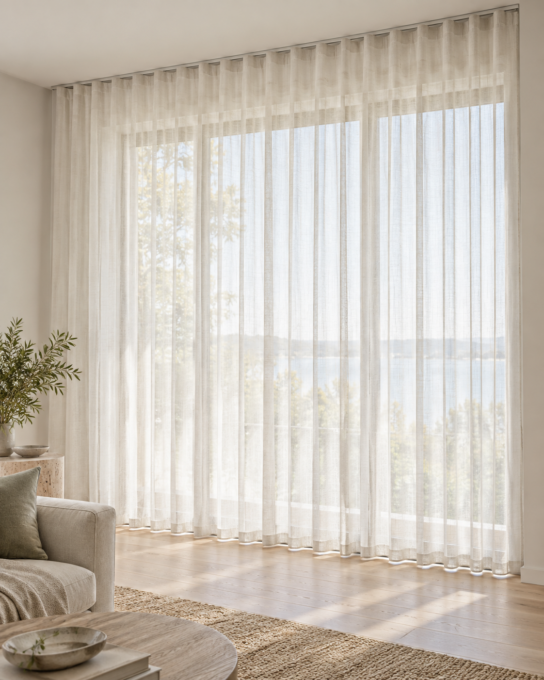 Sheer curtains softly filtering natural light